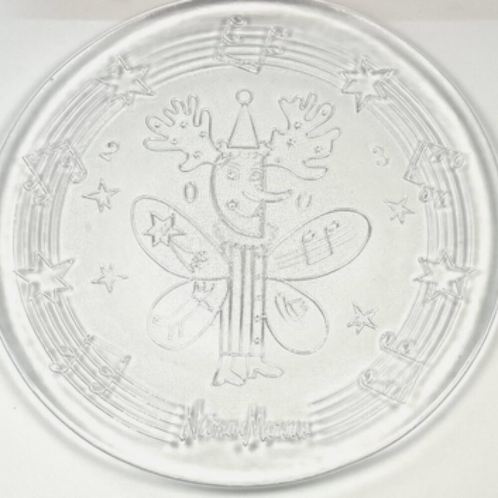 VTG Jester Angel Neiman Marcus 13" Round Clear Glass Platter Plate